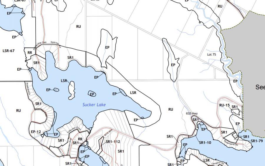 Zoning Map of Sucker Lake in Municipality of Seguin and the District of Parry Sound